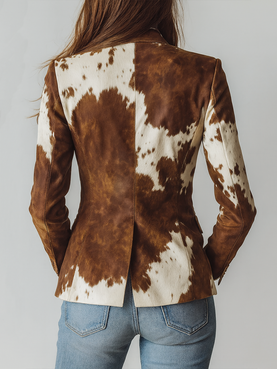 Rita | Blazer Vintage Stampa Mucca Eco-Responsabile