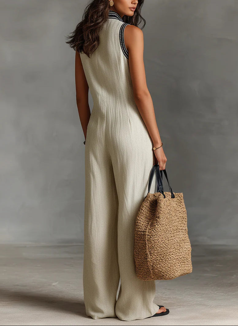 Roxane | Minimalist Sleeveless High-Neck Jumpsuit with Zip Closure