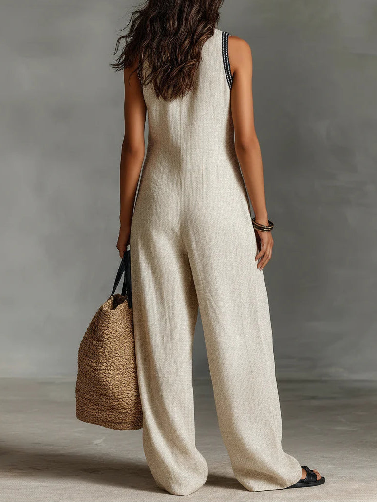 Roxane | Minimalist Sleeveless High-Neck Jumpsuit with Zip Closure