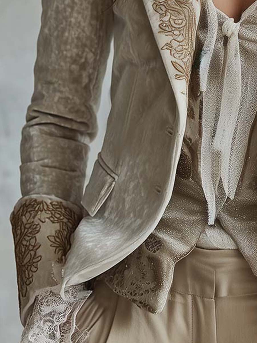Ombretta | Blazer Ivorio Ricamato Tailleur