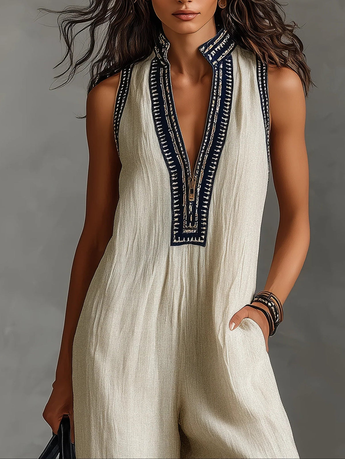 Roxane | Minimalist Sleeveless High-Neck Jumpsuit with Zip Closure