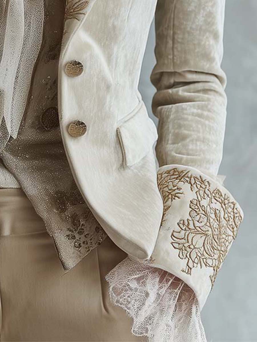 Ombretta | Blazer Ivorio Ricamato Tailleur