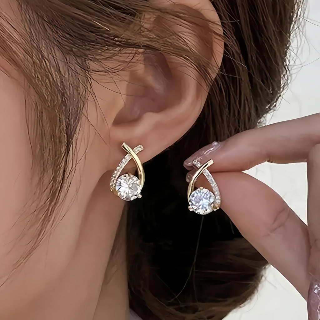 Soledad - Gold Cross and Cubic Zirconia Earrings