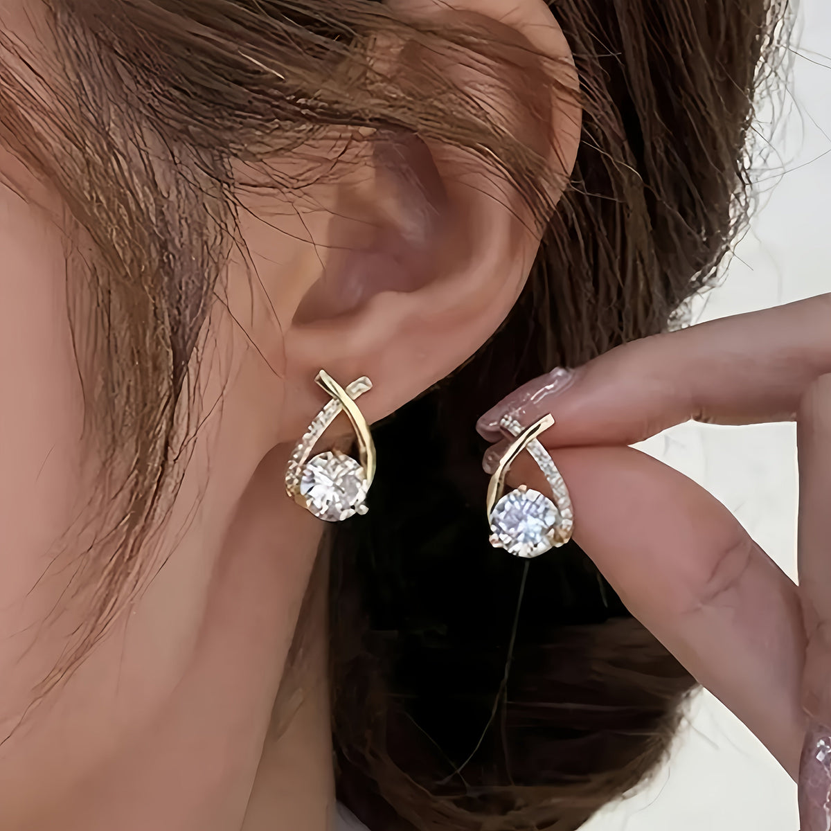Soledad - Gold Cross and Cubic Zirconia Earrings