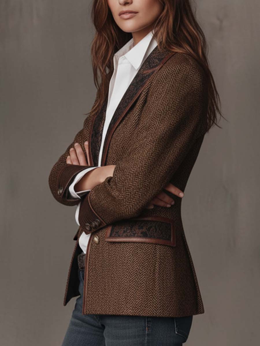 Francesca | Blazer con Inserti a Zigzag Stampati