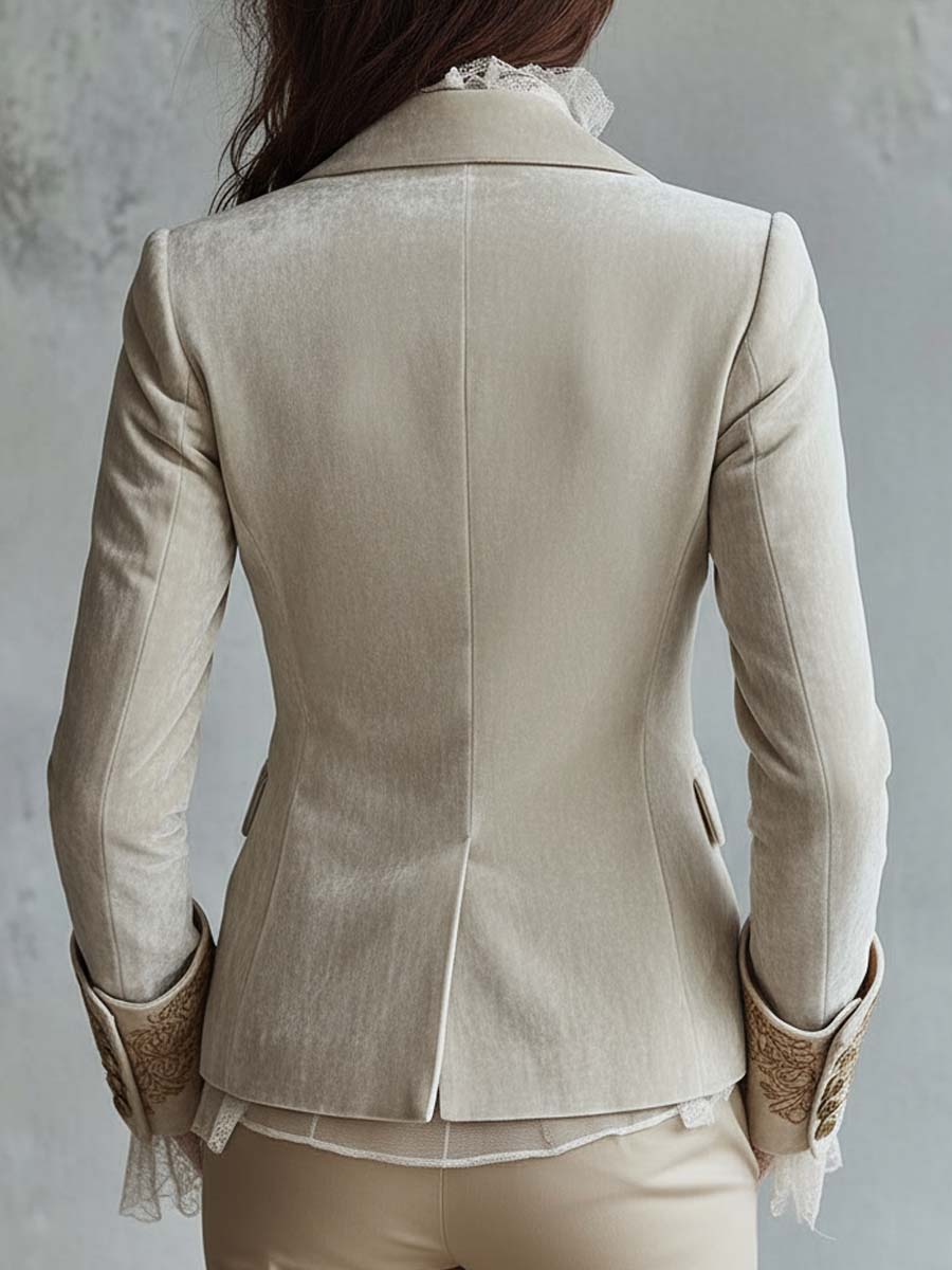 Ombretta | Blazer Ivorio Ricamato Tailleur