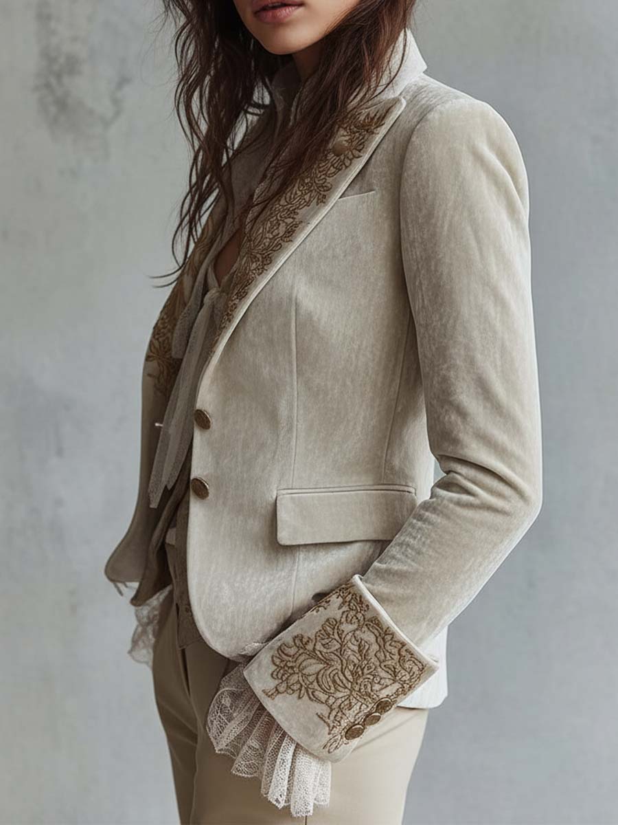 Ombretta | Blazer Ivorio Ricamato Tailleur