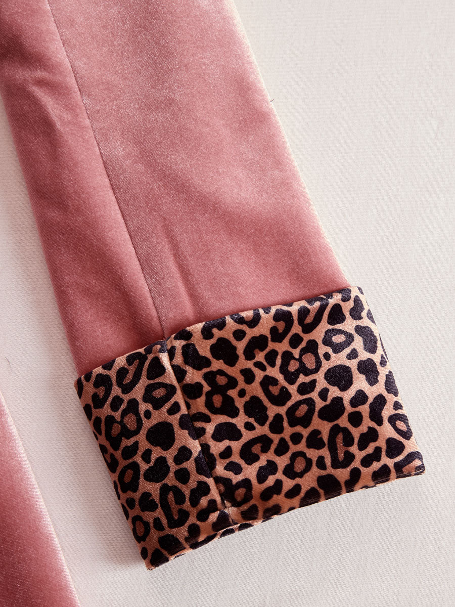 Abrigo estampado de leopardo de botonadura sencilla con solapas