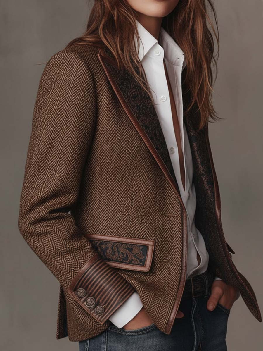 Francesca | Blazer con Inserti a Zigzag Stampati