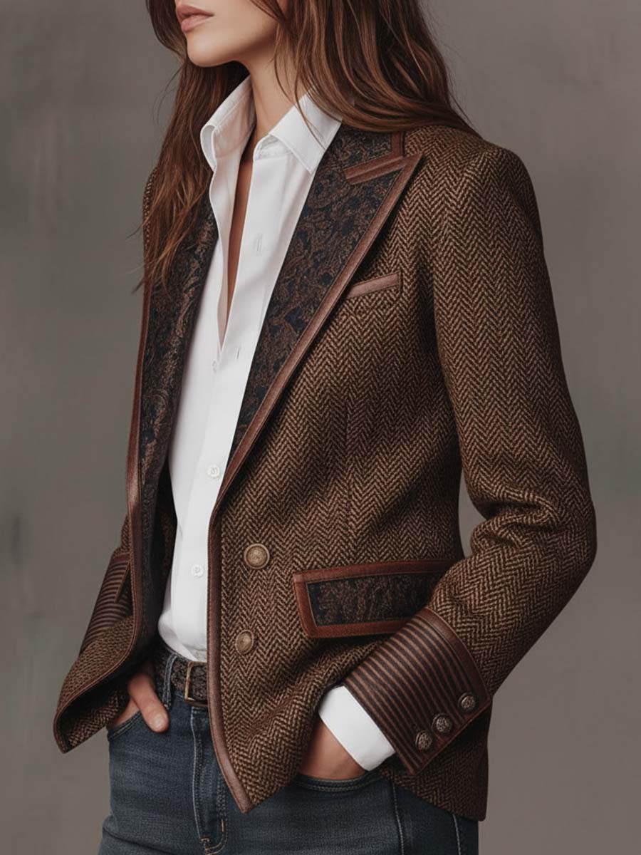 Francesca | Blazer con Inserti a Zigzag Stampati