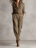 Célia | Brown Jumpsuit with Refined Details