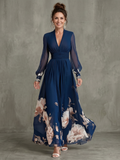 Ziva | Vestido maxi con mangas plisadas transparentes