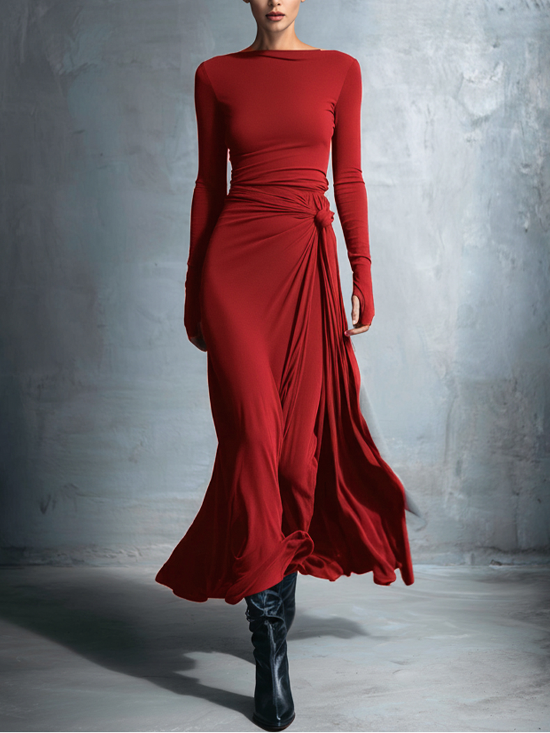 Naomie | Vestido largo con nudo lateral