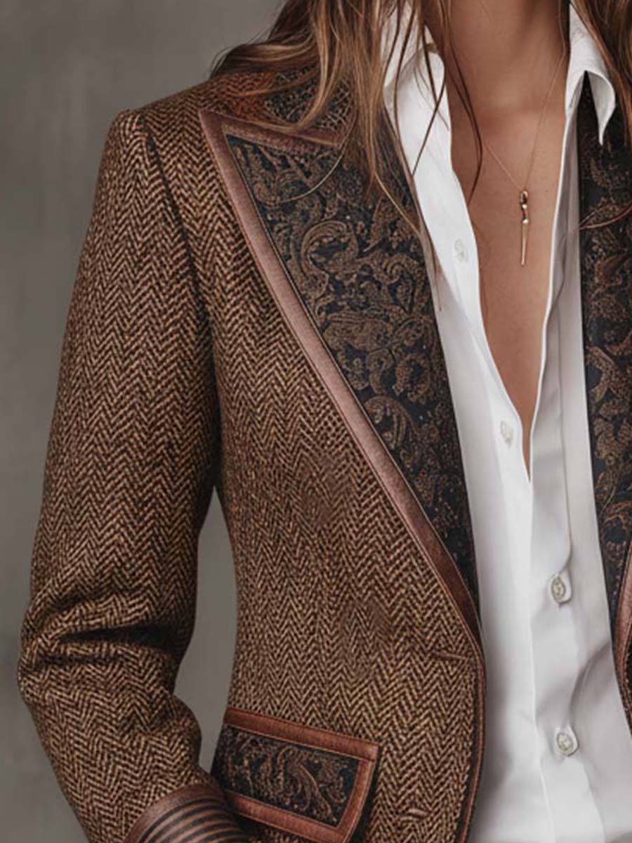 Francesca | Blazer con Inserti a Zigzag Stampati