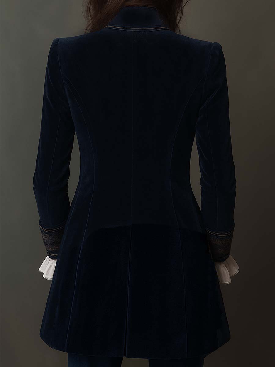 Simonetta | Giacca Lunga Ricamata Vintage Blu Marino