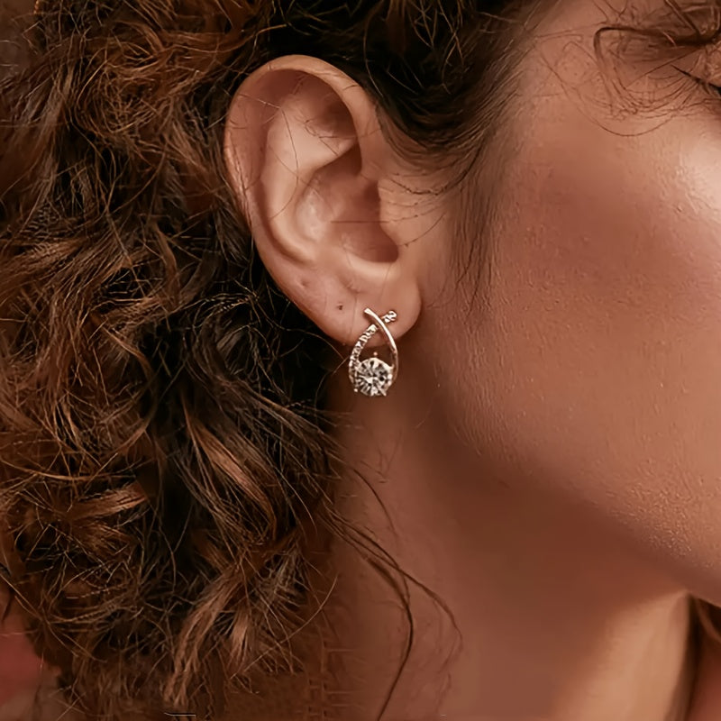 Soledad - Gold Cross and Cubic Zirconia Earrings