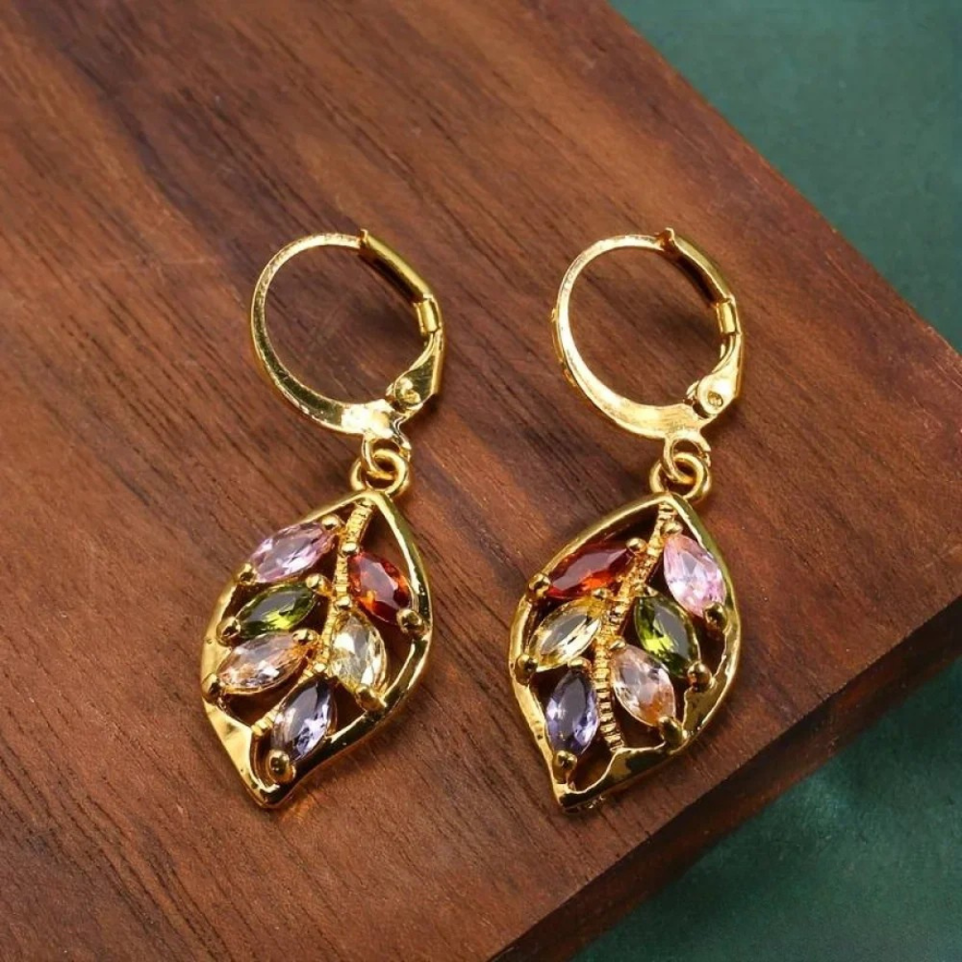 Asunción - Vintage Multicolor Gold Leaf Earrings