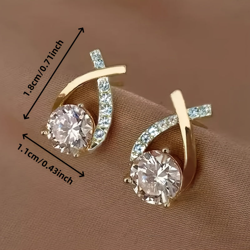 Soledad - Gold Cross and Cubic Zirconia Earrings