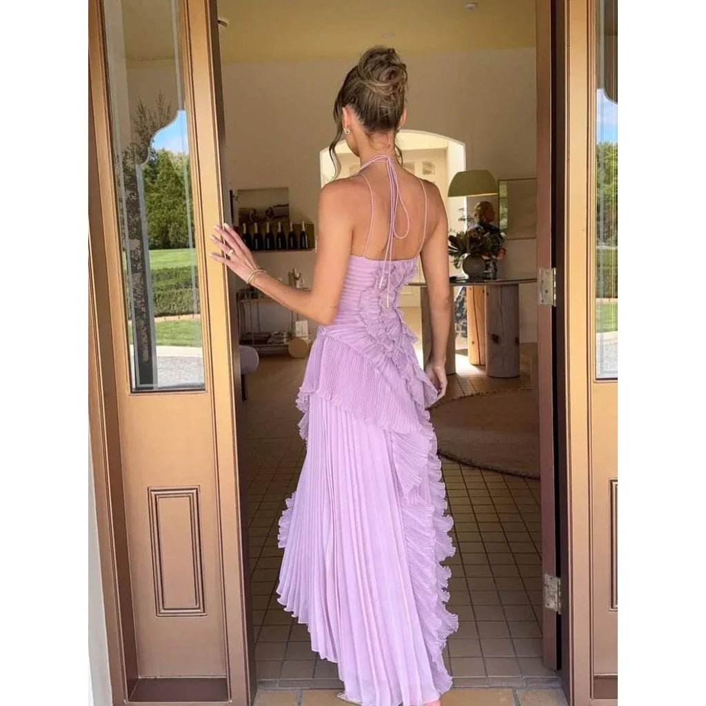 Pleated dress with ruffle detail