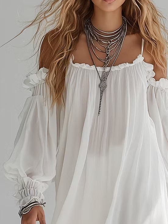 Romane | Boho Off-Shoulder Floaty Mini Dress