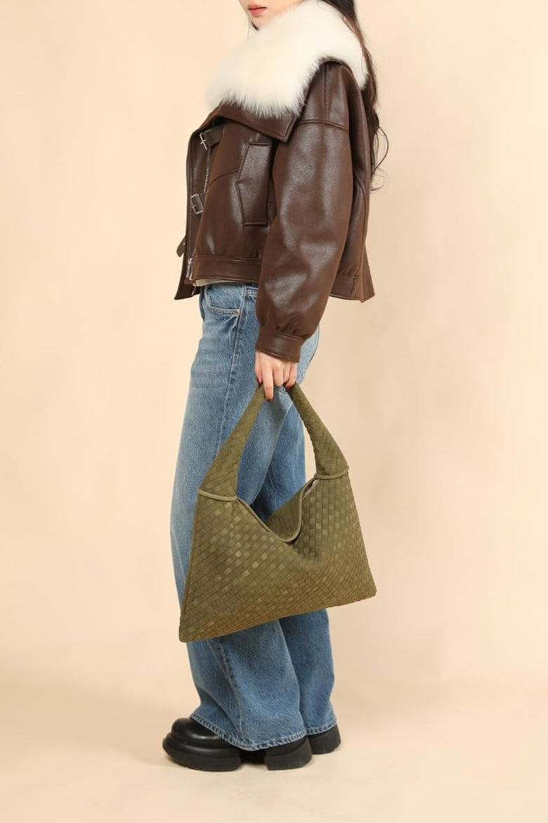 BORSA GRANDE IN CAMOSCIO INTRECCIATO - TORY