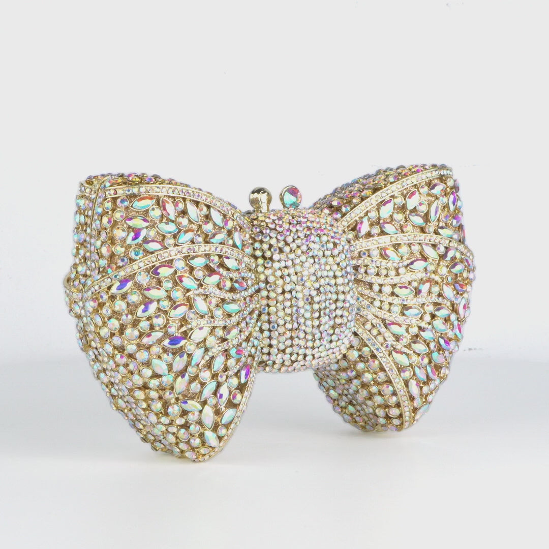 POCHETTE CON FIOCCO E STRASS - BIANCA