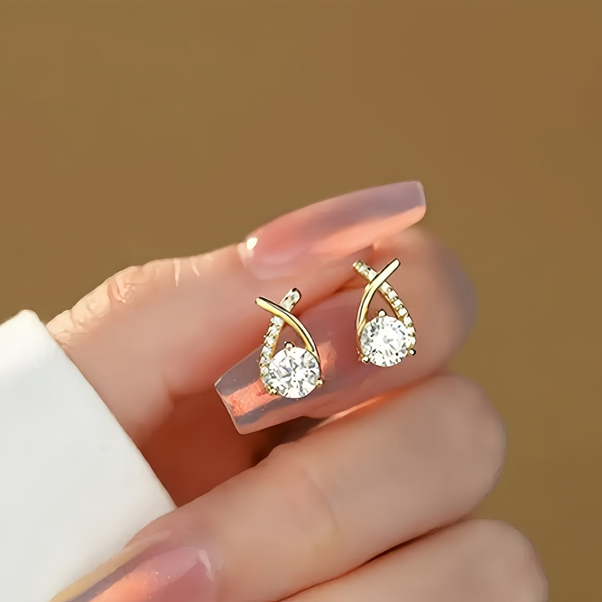 Soledad - Gold Cross and Cubic Zirconia Earrings