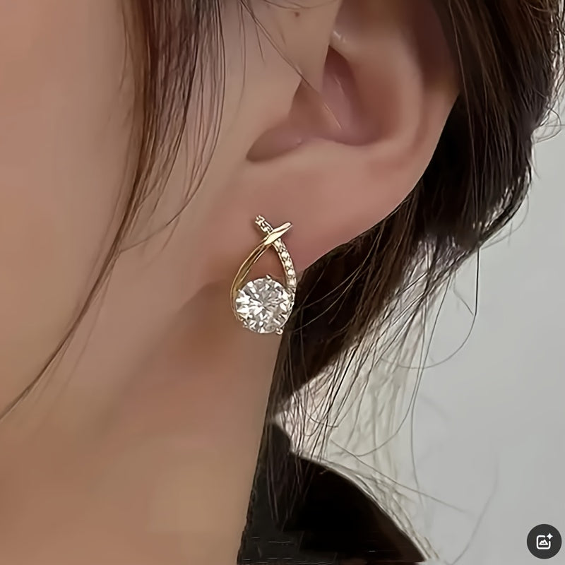 Soledad - Gold Cross and Cubic Zirconia Earrings
