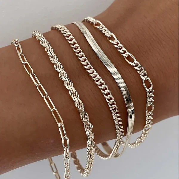 Emilia - 5-Piece Gold Bracelet Set