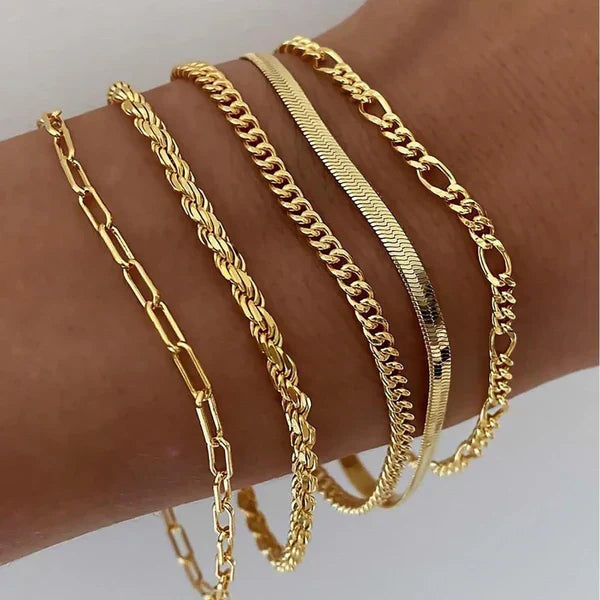 Emilia - 5-Piece Gold Bracelet Set