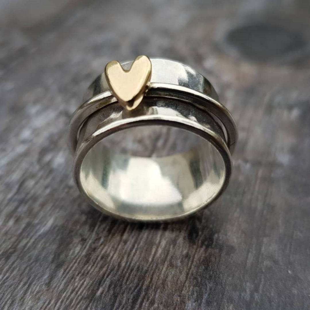 Isabel - Silver Ring with Gold Heart