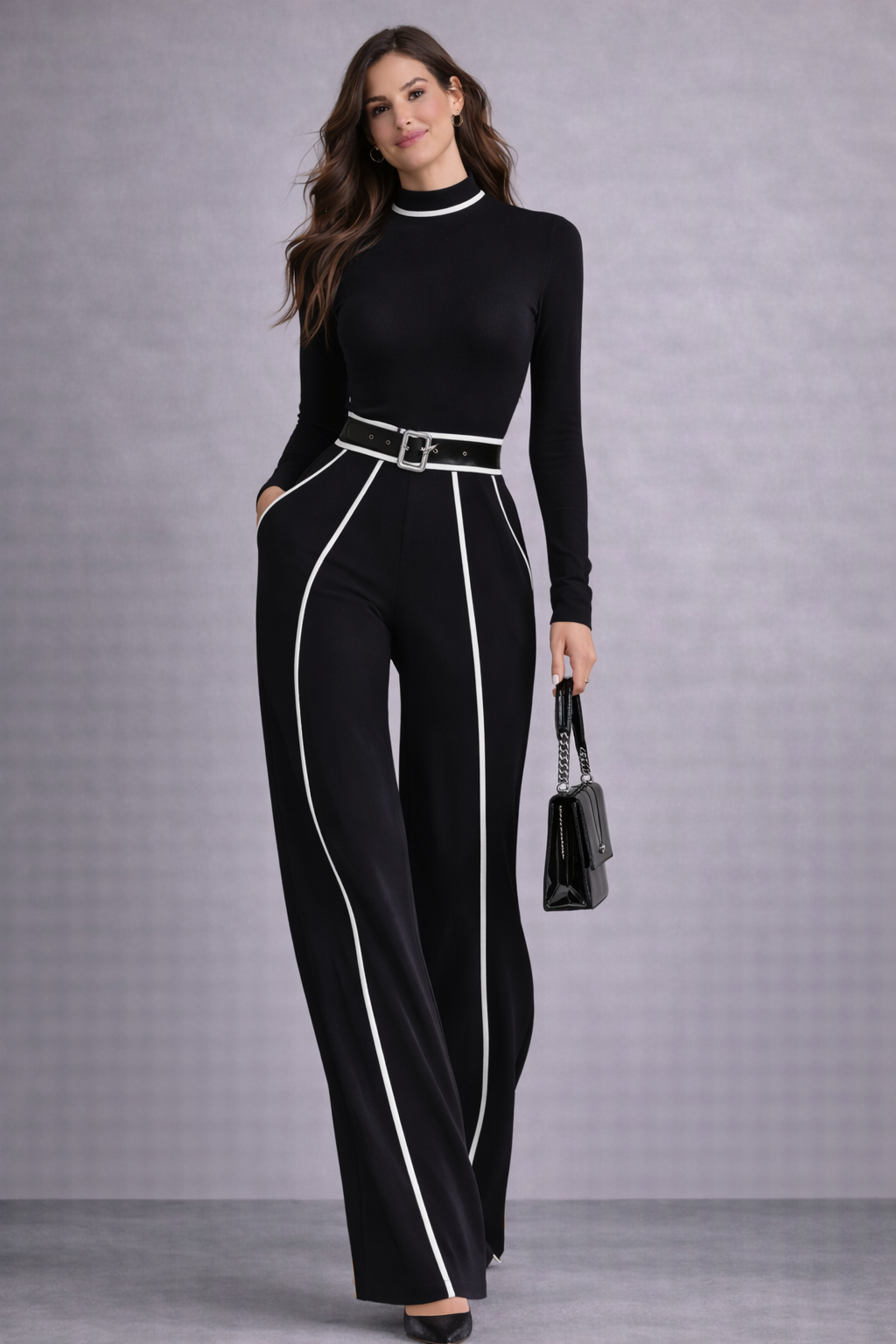 Marta - Top and Wide-Leg Pants Set with Belt