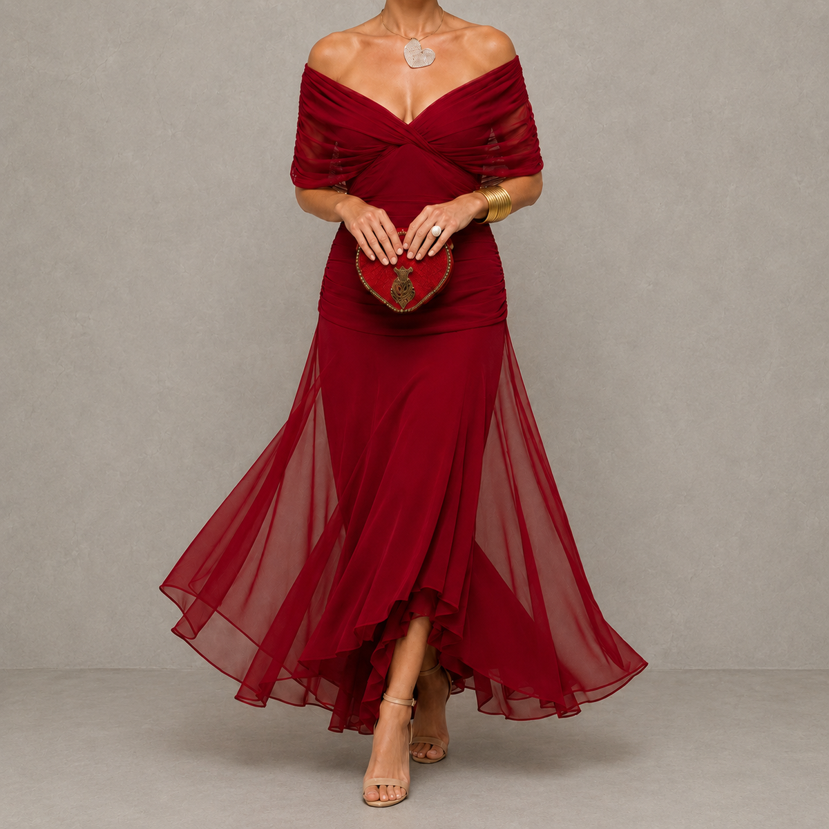 Emma | Vestido de noche drapeado con escote en V