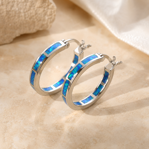 Belén - Chic Circular Earrings with Blue Fire Opal