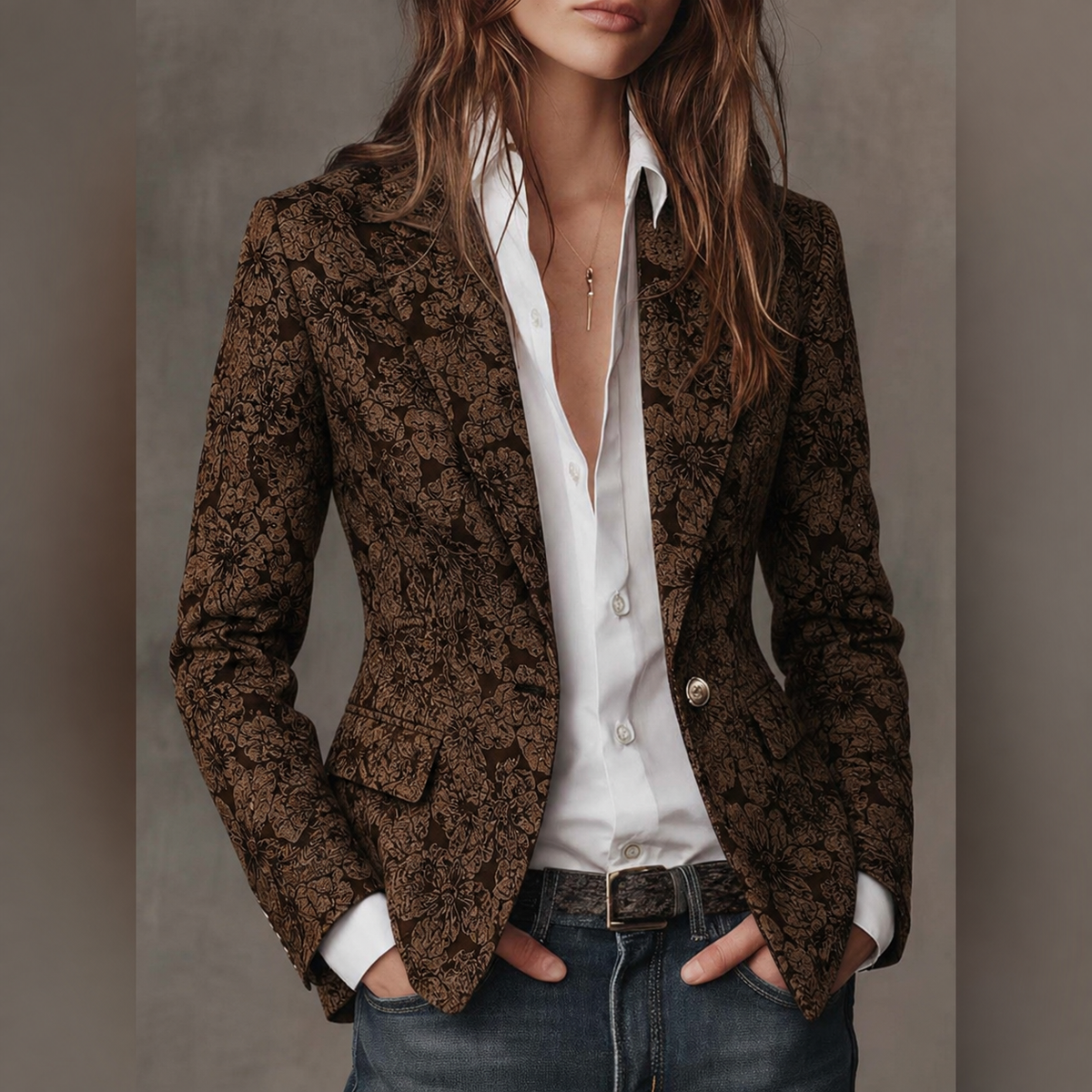 Michela | Blazer Jacquard Cachemire Slim
