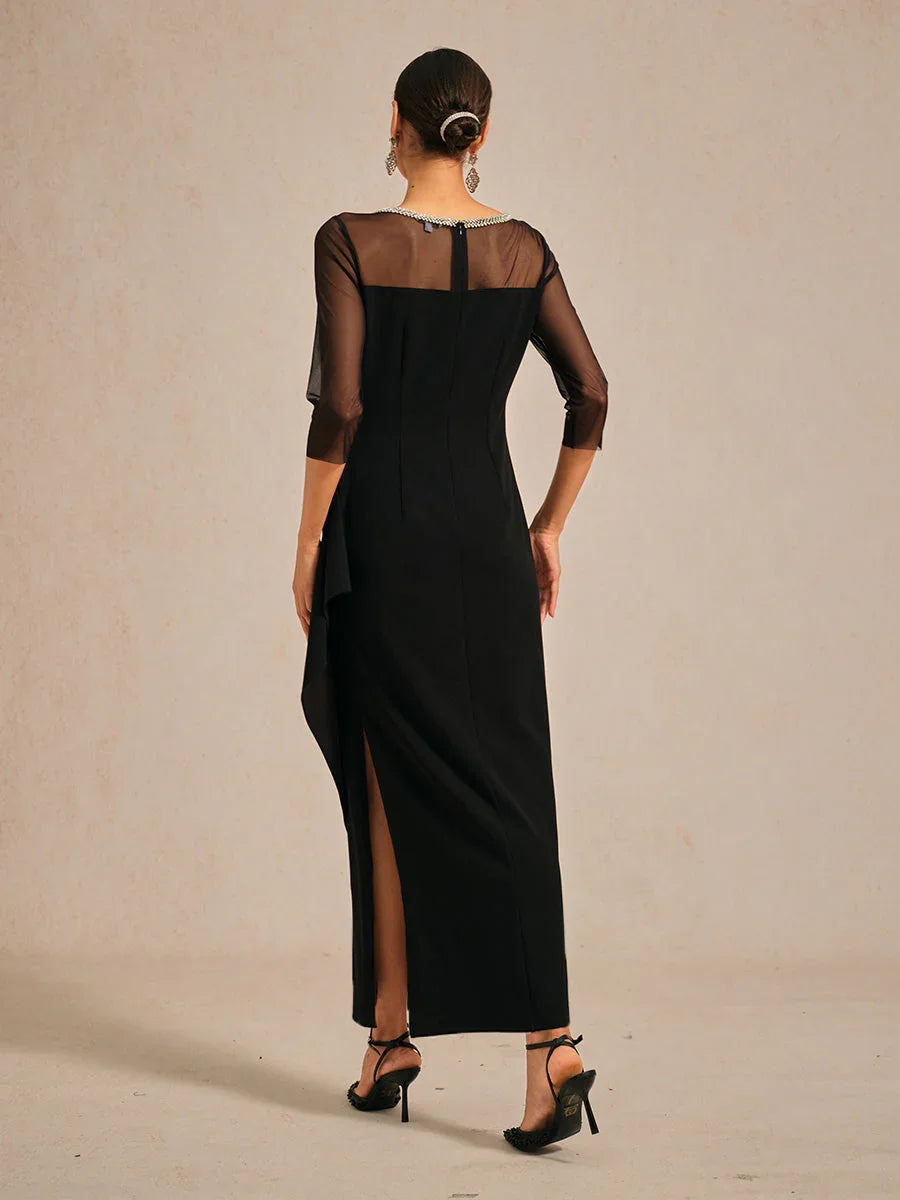 Fitted midi dress with draping