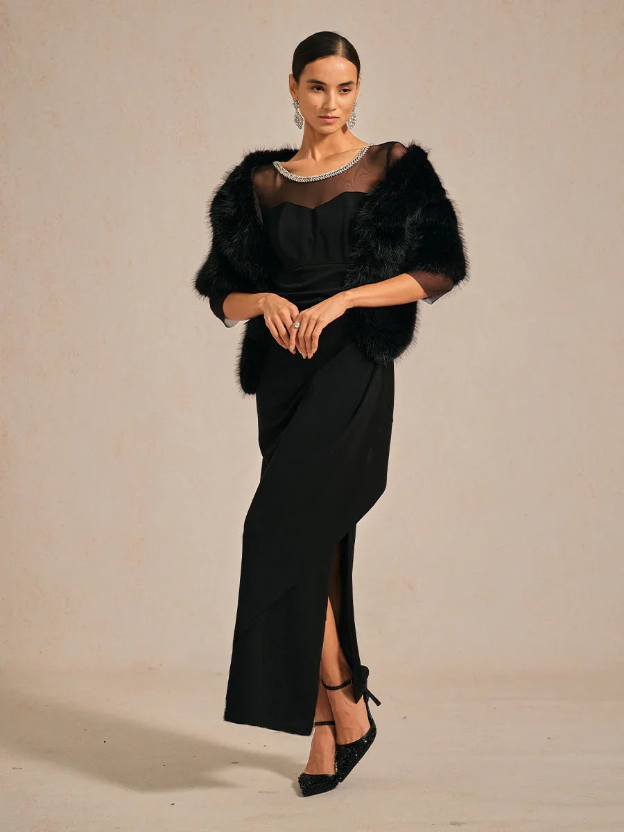 Fitted midi dress with draping