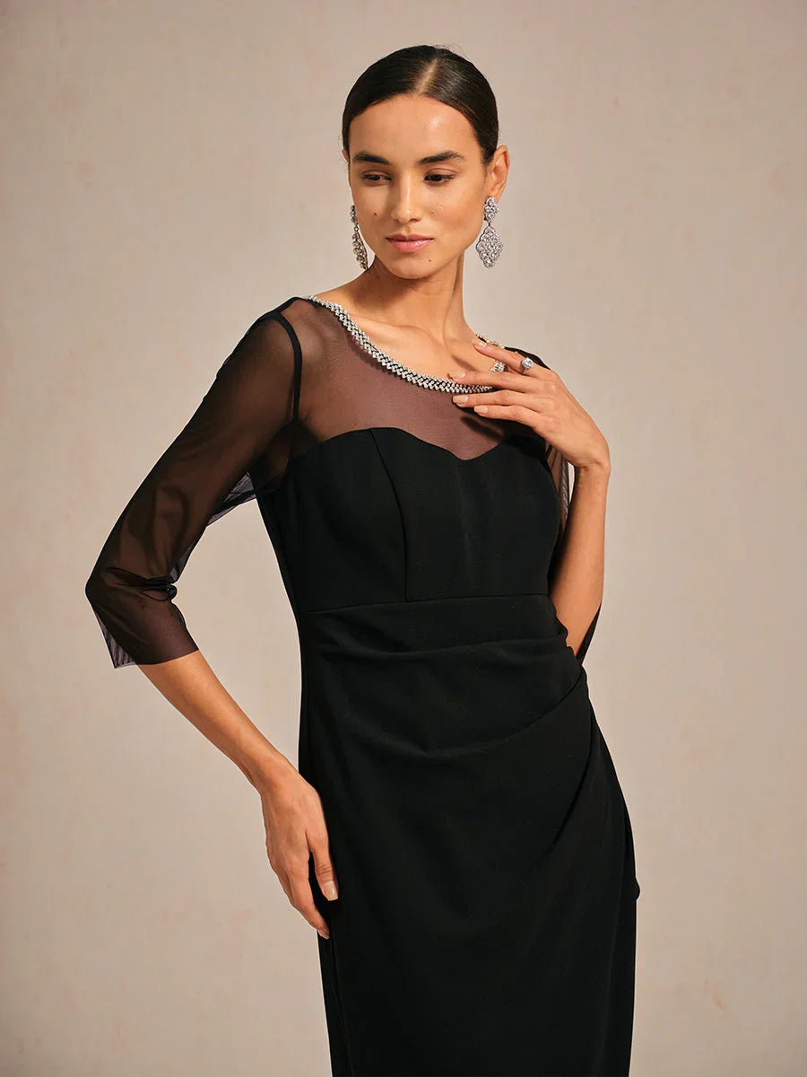 Fitted midi dress with draping
