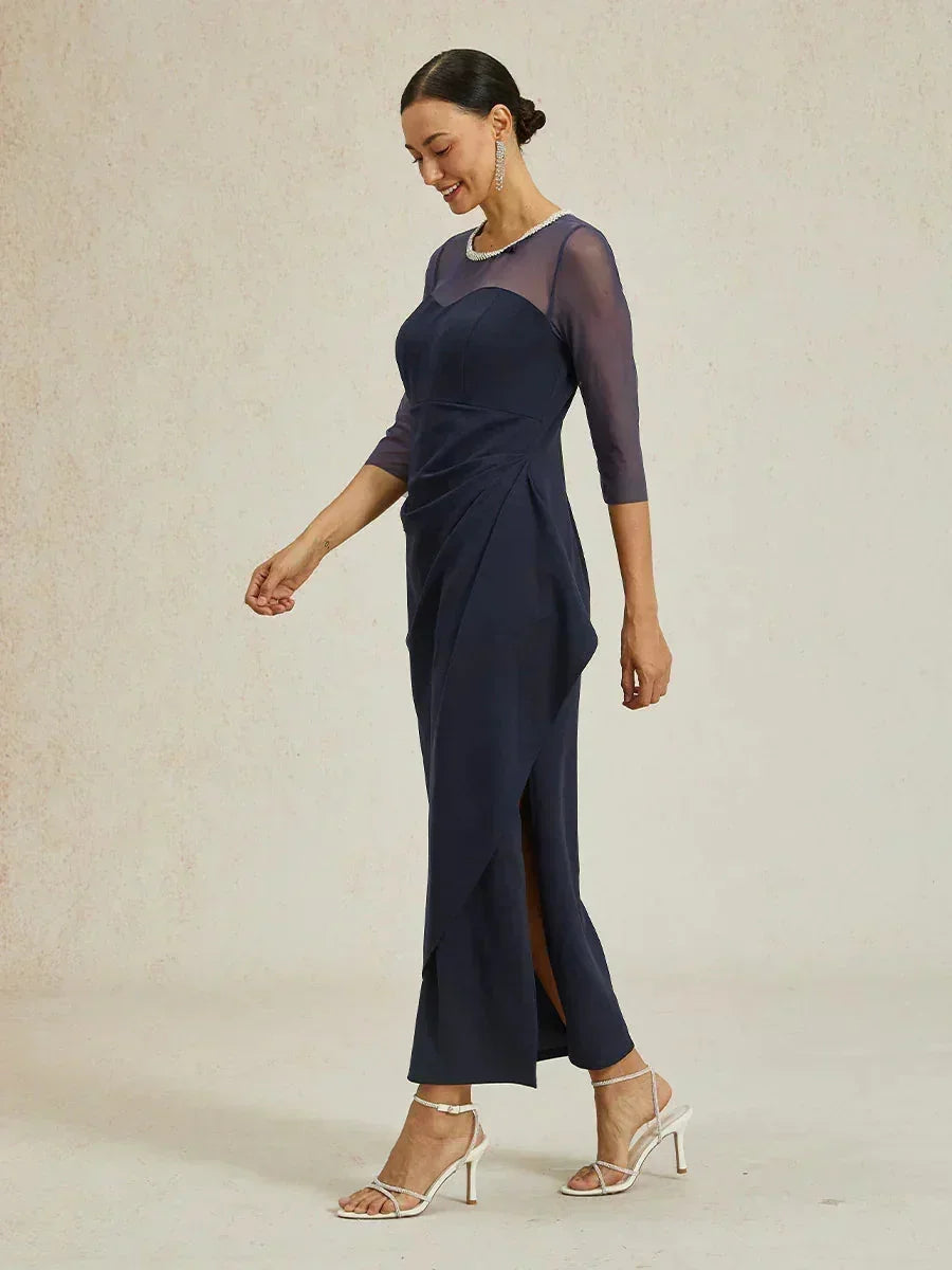 Fitted midi dress with draping