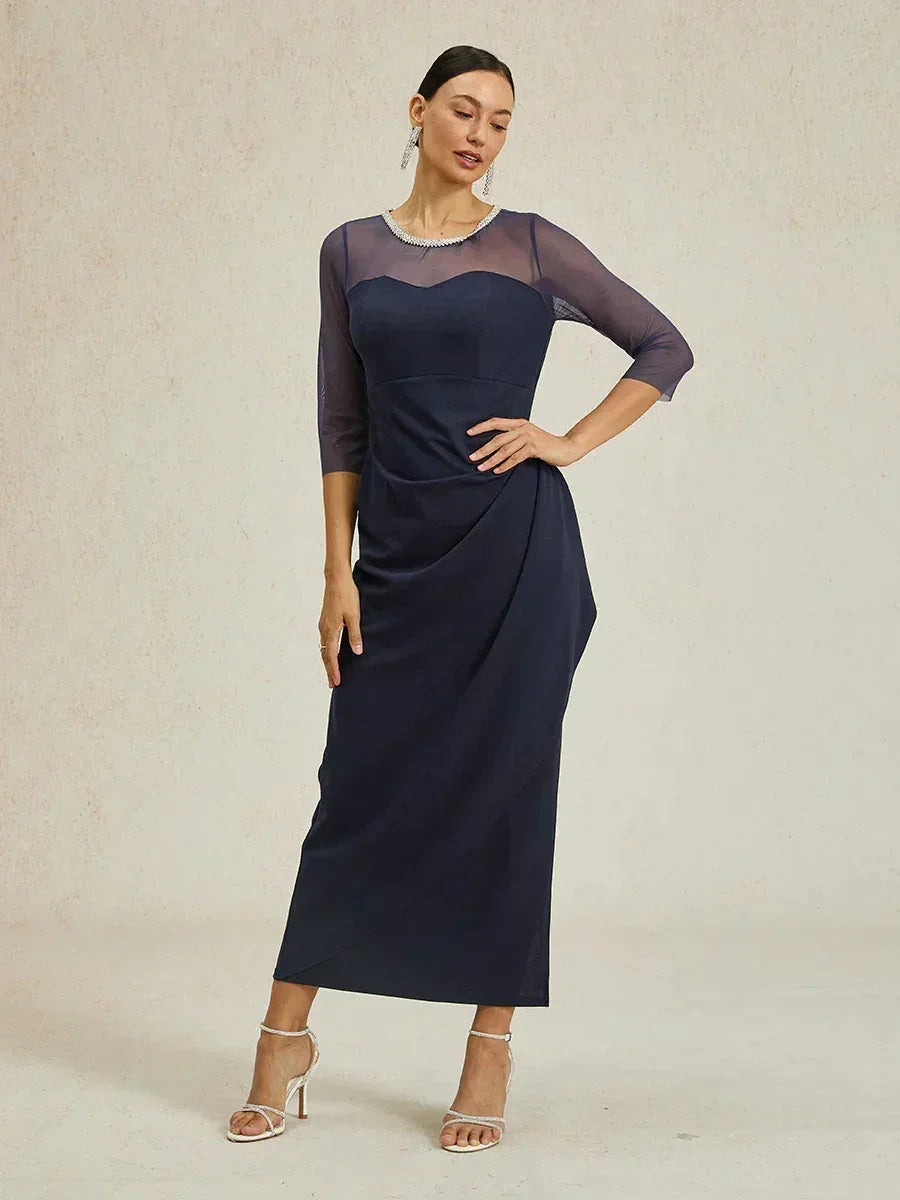 Fitted midi dress with draping