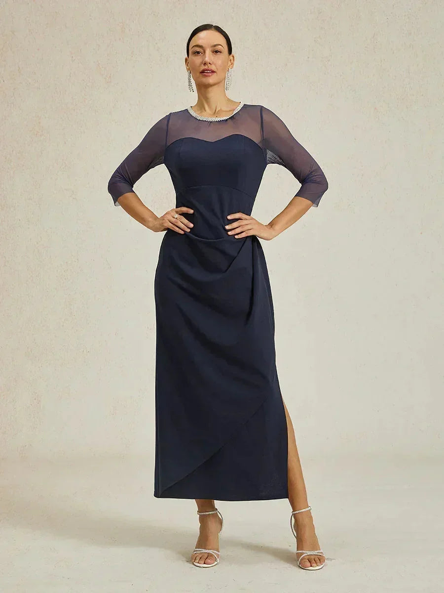 Fitted midi dress with draping