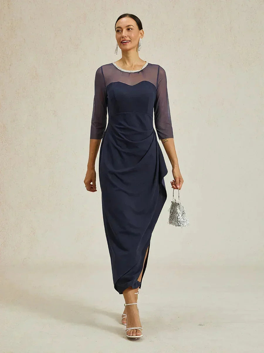 Fitted midi dress with draping