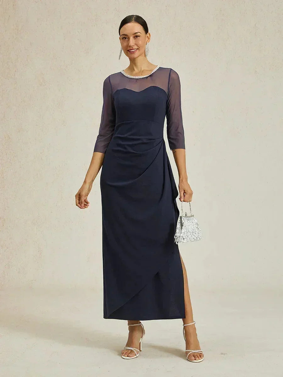 Fitted midi dress with draping