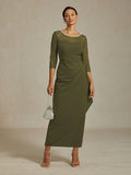 Fitted midi dress with draping