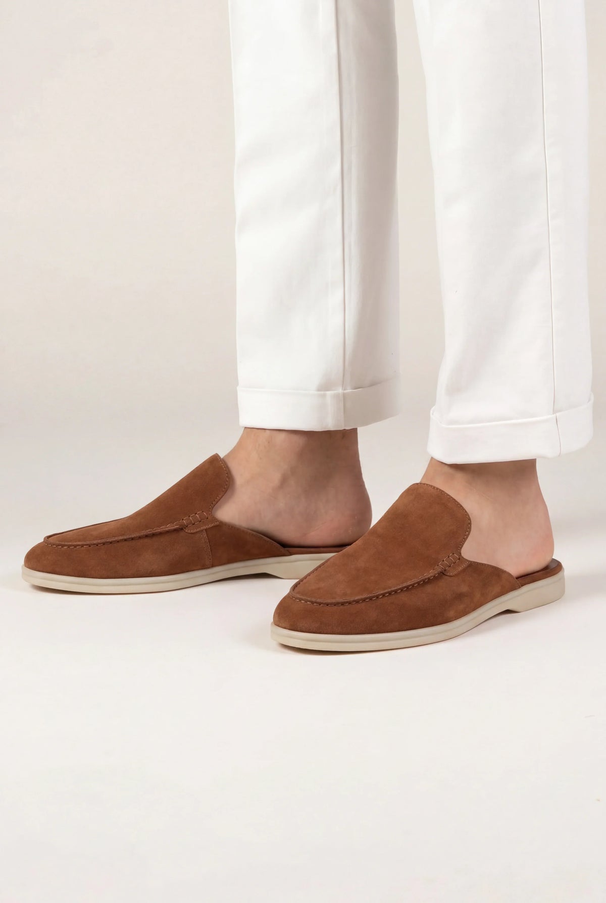 Camel suede loafer