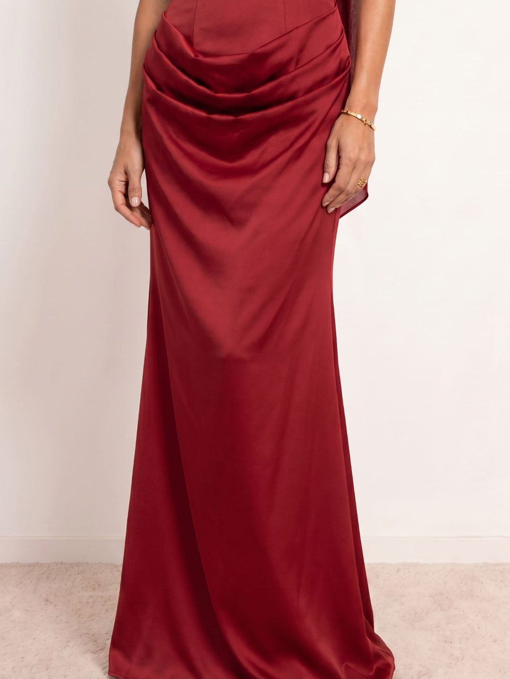 Draped Satin Sweetheart Neckline Dress