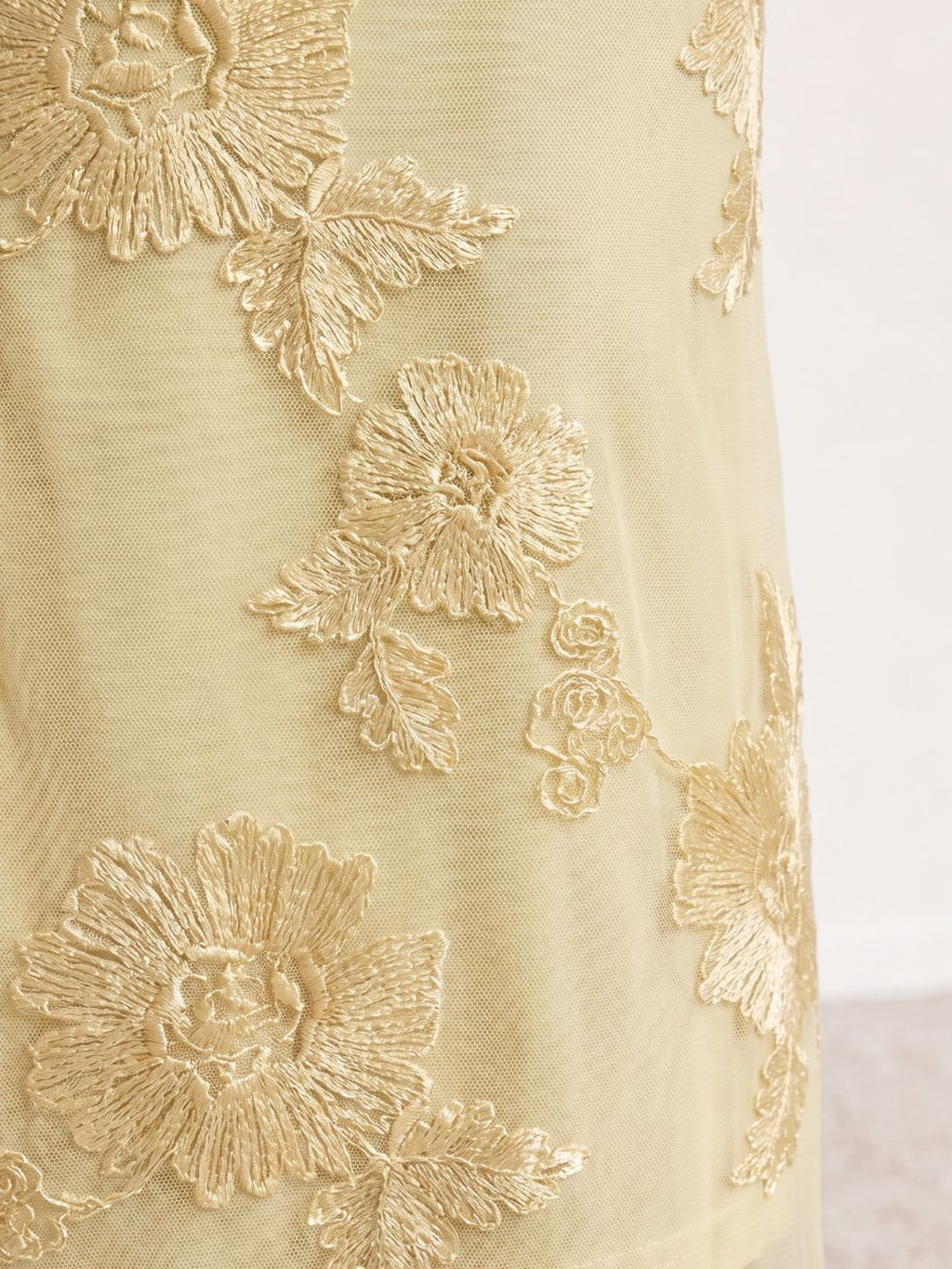 Long embroidered spaghetti-strap dress