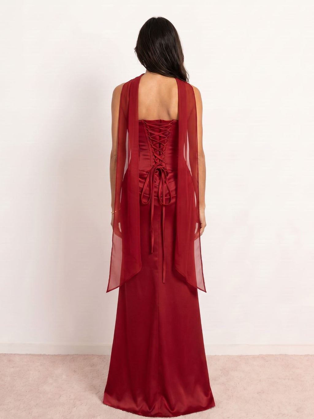 Draped Satin Sweetheart Neckline Dress