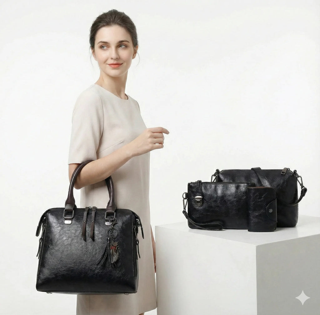 SET PREMIUM - BORSA + PORTAFOGLIO + POCHETTE + NECESSAIRE IN OMAGGIO