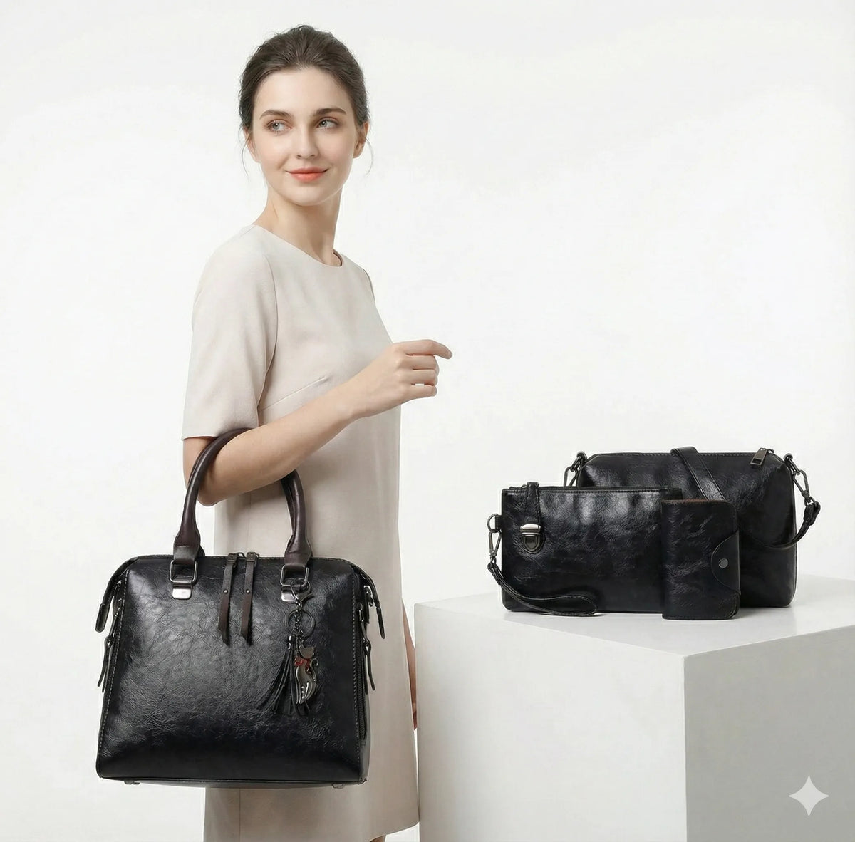 SET PREMIUM - BORSA + PORTAFOGLIO + POCHETTE + NECESSAIRE IN OMAGGIO